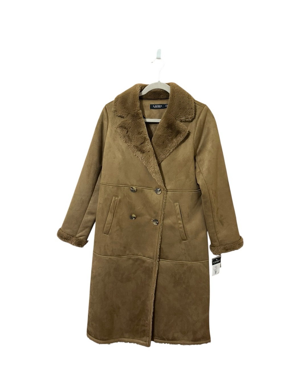 NWT Polo Ralph Lauren Camel Faux-Shearling Double-Breasted Long Coat Size S - Picture 5 of 11